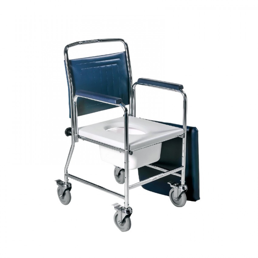 Roma Mobile Commode with Detachable Backrest 