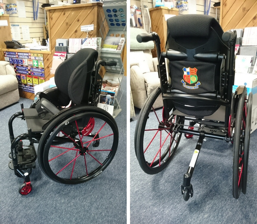 Invacare Kuschall K Series with Surge LT and Anti Tip and Wealdstone FC Personalisation